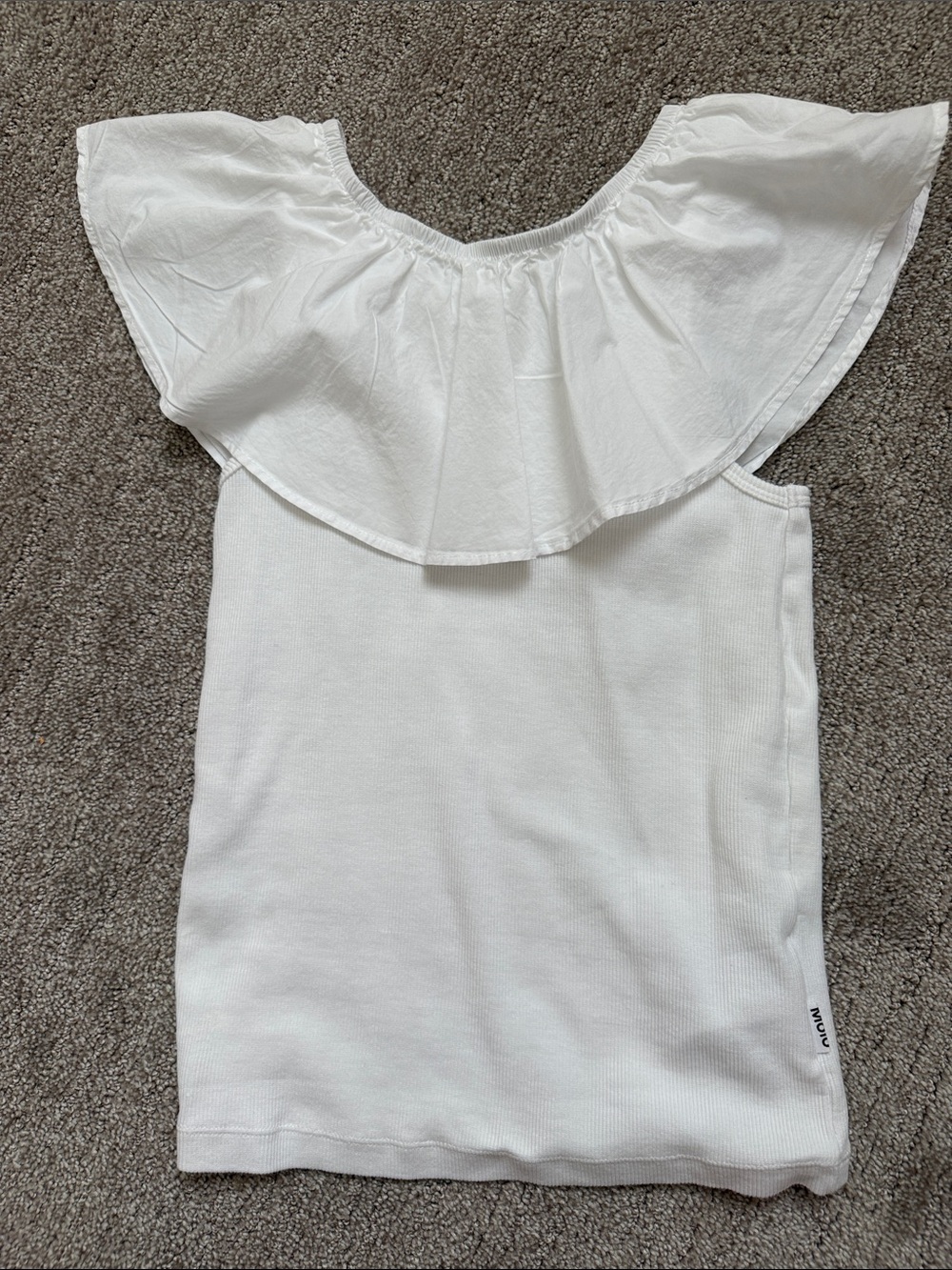 White Ruffle Neck Tank Top for Kids